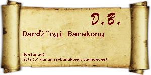 Darányi Barakony névjegykártya